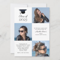 Custom 3 Photo Collage Class Graduation Invitation