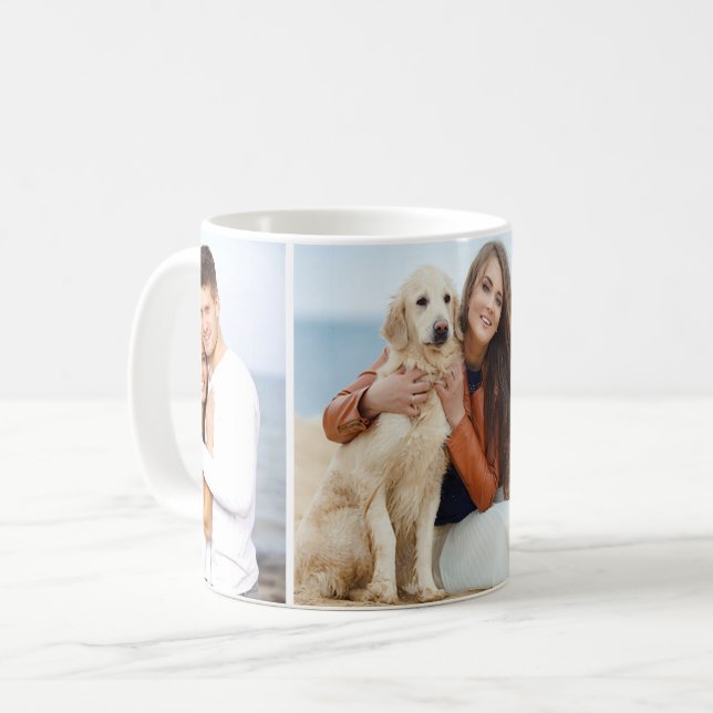 Custom 3 Photo Collage Classic White Mug (Front Left)