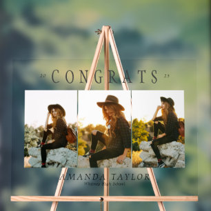 Custom 3 Photo Collage Graduation Congrats Sign