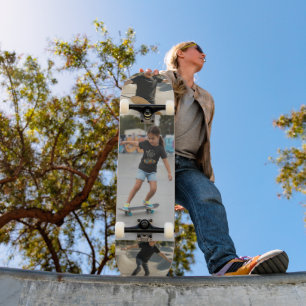 Custom 3-Photo Collage Personalised Kids Action Skateboard