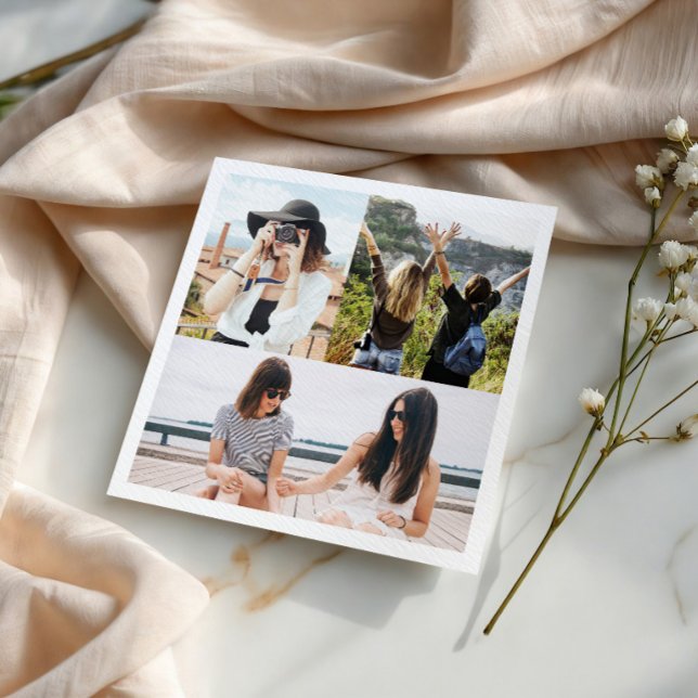 Custom 3 Photo Collage Personalised Paper Napkin (Creator Uploaded)