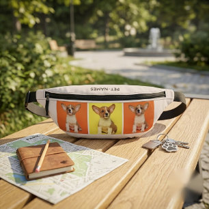 Custom 3 Photo Collage Pet Dog Name & Picture On Bum Bags