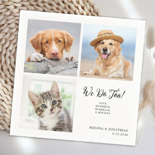 Custom 3 Photo Collage Unique Pet Dog Cat Wedding Napkin