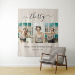 Custom 3 Photo Happy 30th Birthday Tapestry<br><div class="desc">Create a fun backdrop for your birthday party with this custom 3-photo 30th birthday wall tapestry. It's a great choice for party decor and using as a backdrop for taking selfies and other photos at your party. Personalise the text template with the age and guest of honour's name and upload...</div>