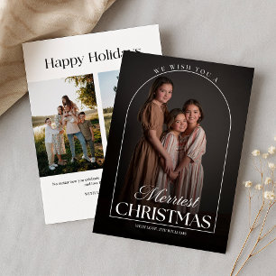 Custom 3 Photo Holiday Card Modern Christmas