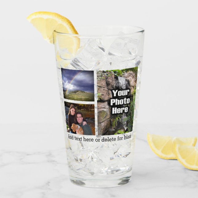 Custom 3 Photo Keepsake Collage Personalised Glass (Front Ice)