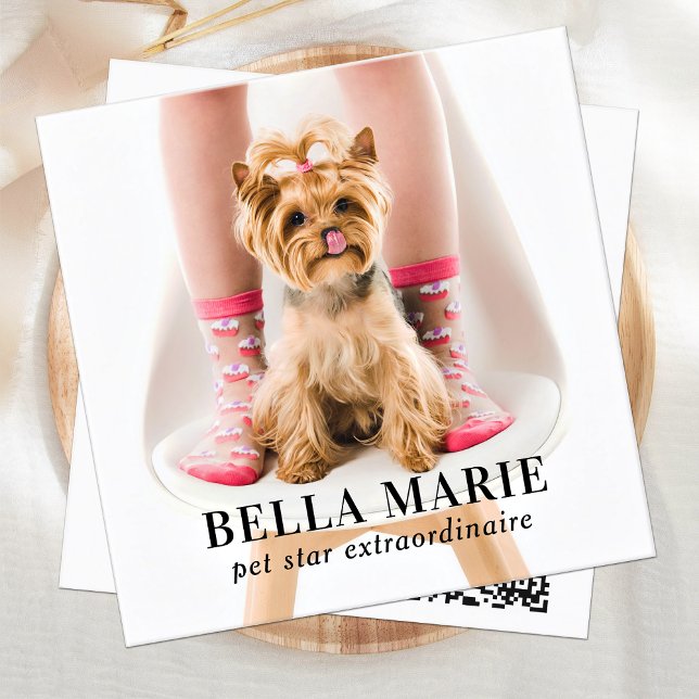 Custom 3 Photo Modern Pet Influencer Social Media Square Business Card (Creator Uploaded)