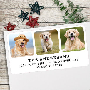 Custom 3 Photo Personalised Return Address  Label