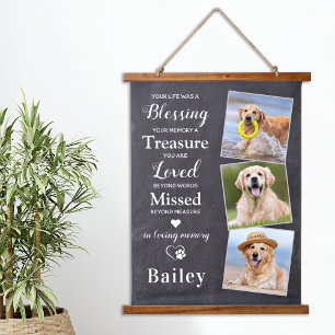 Custom 3 Photo Pet Loss Gift Dog Memorial Hanging Tapestry
