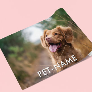 Custom 3 Photo With Your Pet Dog 3 Name Picture On Wrapping Paper Sheet