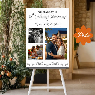 Custom 3 Photos 15th Wedding Anniversary Welcome Poster