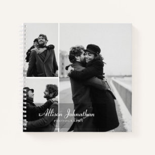 custom 3 photos modern script photography notebook