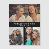 Custom 3 Sections Family Photo Collage Black Frame