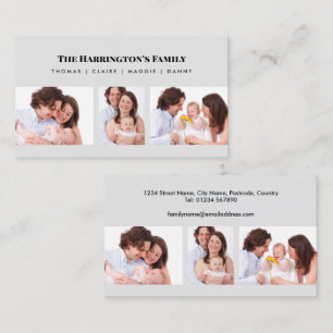 Custom 3 Sections Family Photo Collage Black Frame Business Card