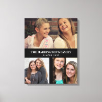 Custom 3 Sections Family Photo Collage Black Frame