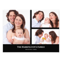 Custom 3 Sections Family Photo Collage Black Frame