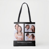 Custom 3 Sections Family Photo Collage Black Frame