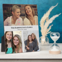 Custom 3 Sections Family Photos Collage Grey Frame