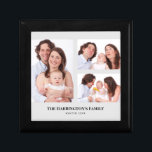 Custom 3 Sections Family Photos Collage Grey Frame Gift Box<br><div class="desc">Lovely arrangement of four family photos collage divided in 3 sections with portrait rectangle frame on the left and two landscape rectangle frames on the right side with a texts on the lower side. Personalise it with your own photos and texts. Perfect a custom made gift for your loved ones....</div>