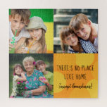 Custom 3 Square Photo Collage No Place Like Home Jigsaw Puzzle<br><div class="desc">Personalised jigsaw puzzle with 3 of your favourite photos and option to edit the text. The lettering reads "There's no place like home (except Grandma's)" and you can edit this to read Nana or Mimi for example. The photo template is also set up ready for you to add 3 photos...</div>