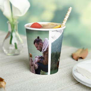 Custom 3 Vertical Photo Collage Paper Party Cups