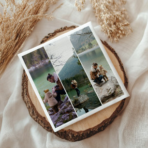 Custom 3 Vertical Photo Collage Paper Party Napkin