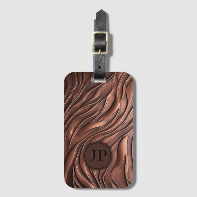 Custom 3D Copper Metalic Molten Wave Luggage Tag (Front Vertical)