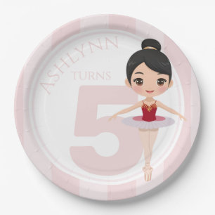 Custom 3D Cute Red Ballerina for Girls Birthday    Paper Plate