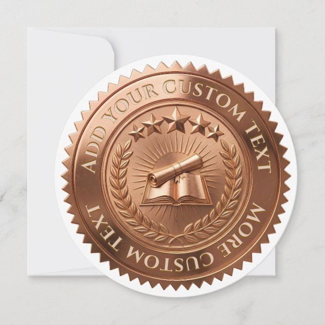 Custom 3D editable Copper foil certificate seal Invitation (Front)