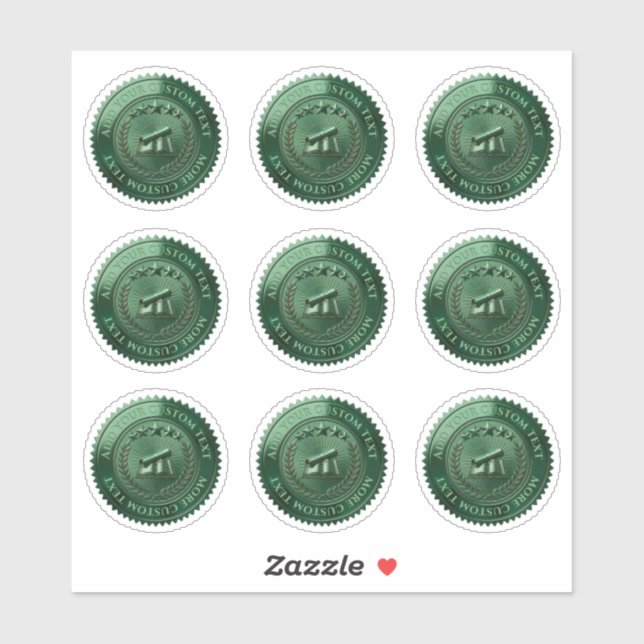 Custom 3D editable Green foil certificate seal (Sheet)