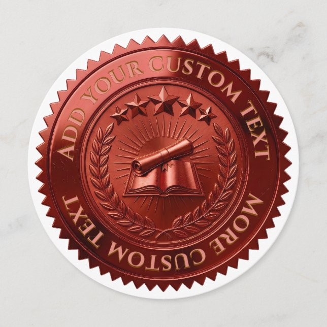 Custom 3D editable Red foil certificate seal Invitation (Front)