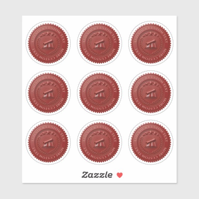 Custom 3D editable Red wax foil certificate seal (Sheet)