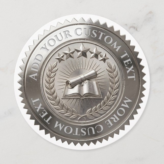 Custom 3D editable Silver foil certificate seal Invitation (Front)