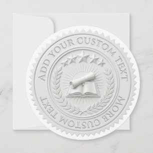 Custom 3D editable White wax foil certificate seal Invitation