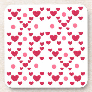 Custom 3D Jelly Hearts & Polka Dots Cute Pattern Coaster