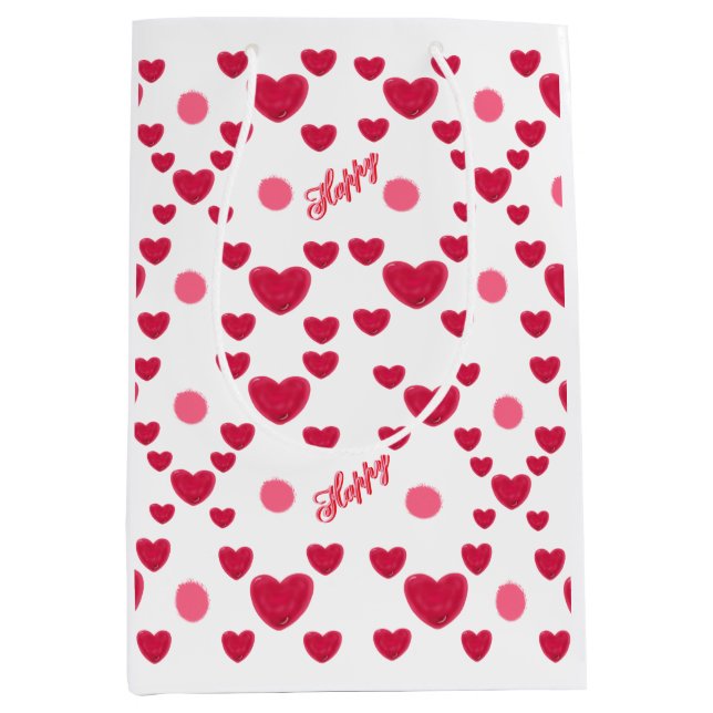 Custom 3D Jelly Hearts & Polka Dots Cute Pattern Medium Gift Bag (Front)