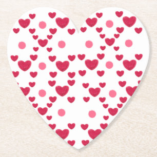 Custom 3D Jelly Hearts & Polka Dots Cute Pattern Paper Coaster