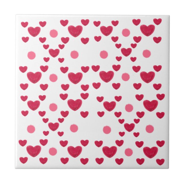 Custom 3D Jelly Hearts & Polka Dots Cute Pattern Tile (Front)