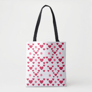 Custom 3D Jelly Hearts & Polka Dots Cute Pattern Tote Bag
