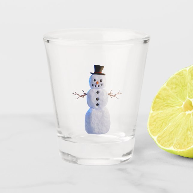 Custom 3D Snowman Shot Glass (Front)