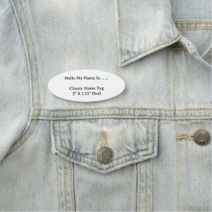 Custom 3X1.25 Oval Name Tag Clean Modern Style