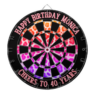Custom 40 Birthday Wild Colours Leopard Spots Prin Dartboard