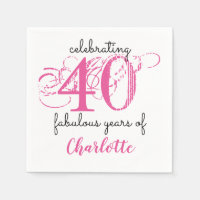 Custom 40 fabulous typography pink Paper Napkins