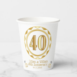 Custom 40th Anniversary or Birthday, etc... Paper Cups