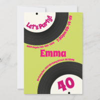 Custom 40th Birthday Colourful Retro Fun Record