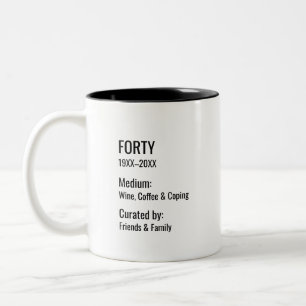 Custom 40th Birthday Fun Museum Label Inside Joke Two-Tone Coffee Mug