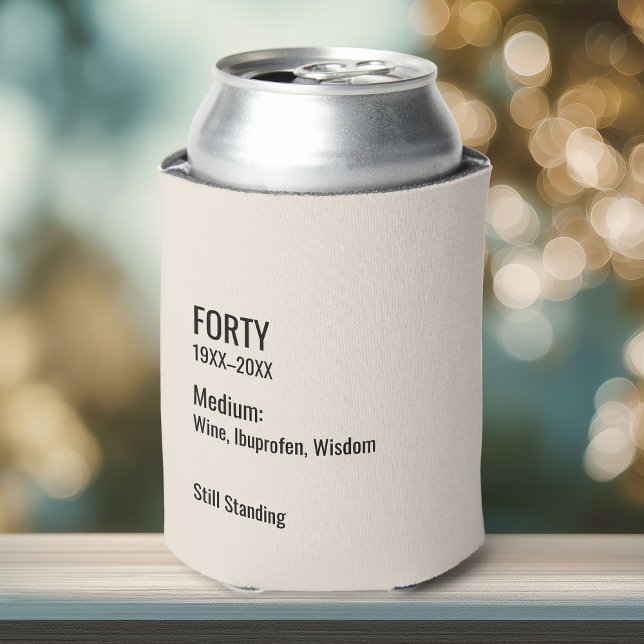 Custom 40th Birthday Funny Museum Label Chic Can Cooler (Creator Uploaded)