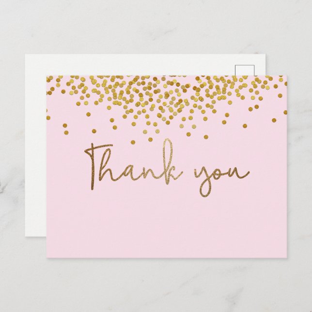 Custom 40th birthday Gold confetti Blush Pink Postcard (Front/Back)