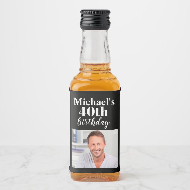 Custom 40th Birthday Party Mini Liquor Favour Labe Bottle Label (Front)