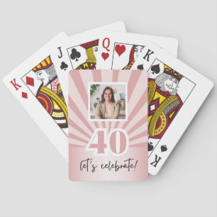 Custom 40th birthday pink stripe playing cards